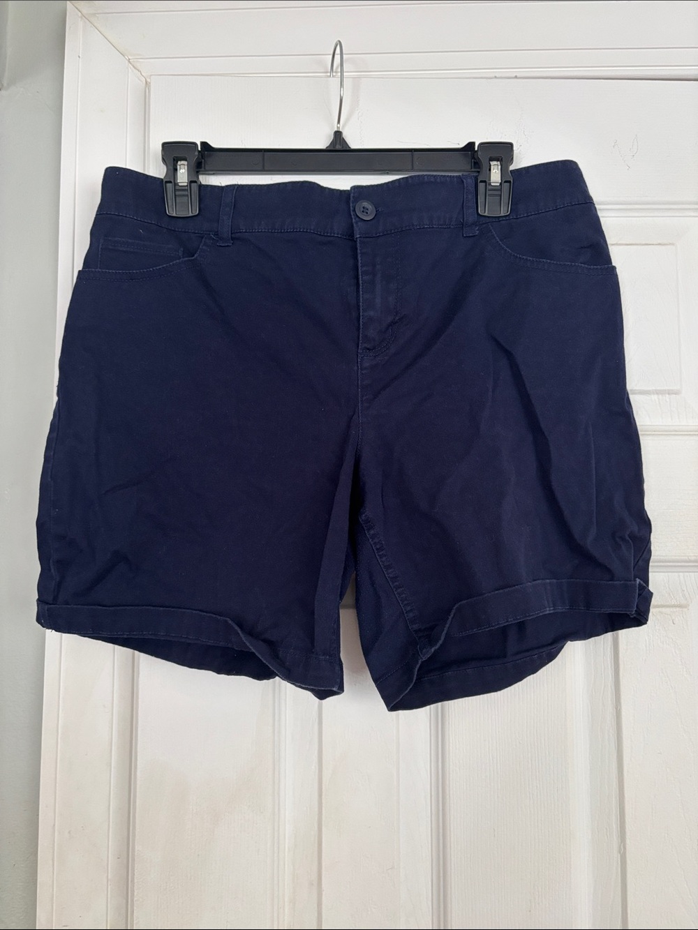 New York & Company Navy Rolled-Hem Chino Shorts